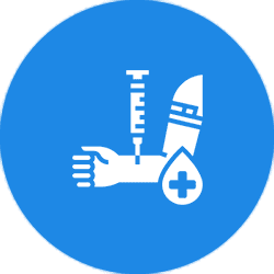 Icon of a medical arm with a syringe and bandage symbol.