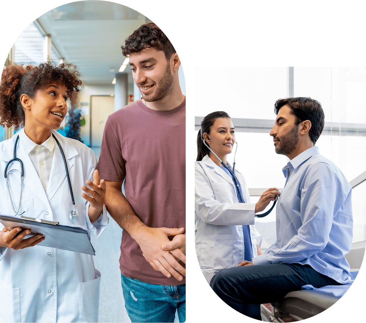 Doctors consulting with patients in clinical settings.