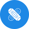 Icon showing two crossed adhesive bandages in a blue circle.