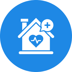 Healthcare and medical services icon inside a house.