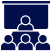 Icon of an eye on a computer monitor with a keyboard.
