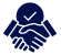 Two hands shaking in a dark blue icon style.