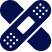 Two crossed adhesive bandages forming an X shape.